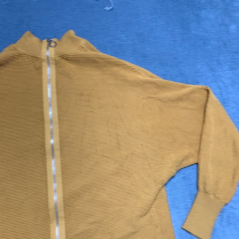 Carmen Marc Valvo Top Womens Small Mustard Ribbed Dolman Sleeve Mock Neck Winter - Picture 4 of 13